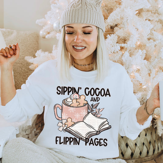 Sippin' Cocoa And Flippin' Pages DTF Transfer