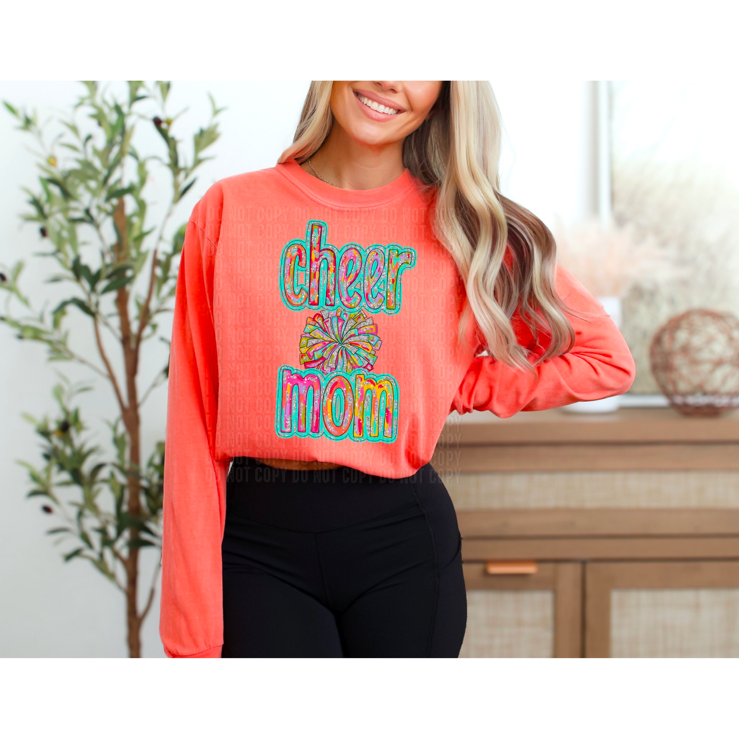 Silver Glitz Cheer Mom DTF Transfer