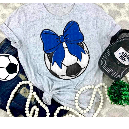 Soccer Blue Bow DTF Transfer