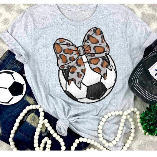 Soccer Cheetah Bow DTF Transfer
