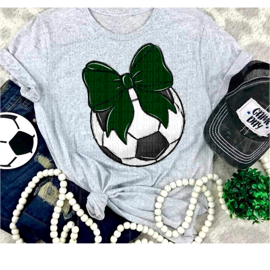 Soccer Green Bow DTF Transfer