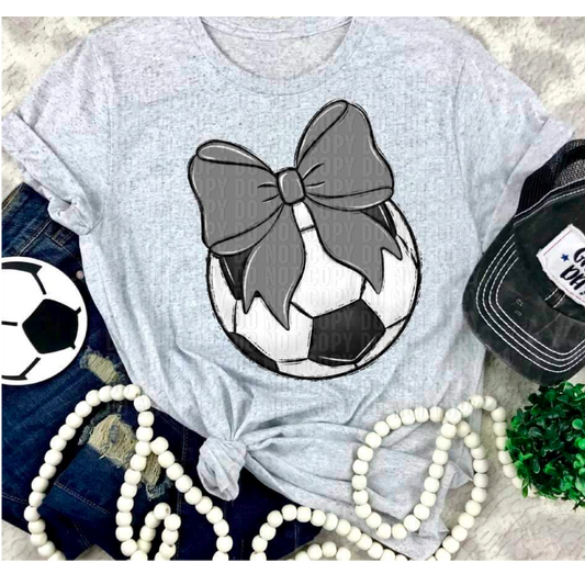 Soccer Grey Bow DTF Transfer