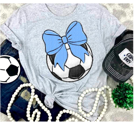Soccer Light Blue Bow DTF Transfer