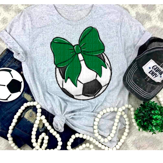 Soccer Light Green Bow DTF Transfer