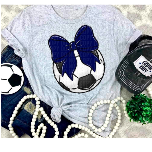 Soccer Navy Bow DTF Transfer