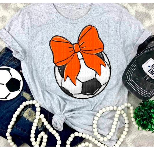Soccer Orange Bow DTF Transfer