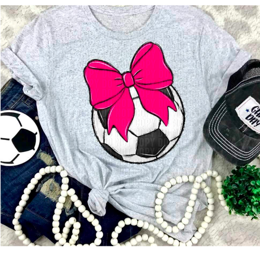 Soccer Pink Bow DTF Transfer