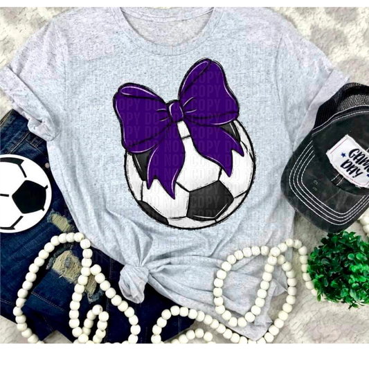 Soccer Purple Bow DTF Transfer