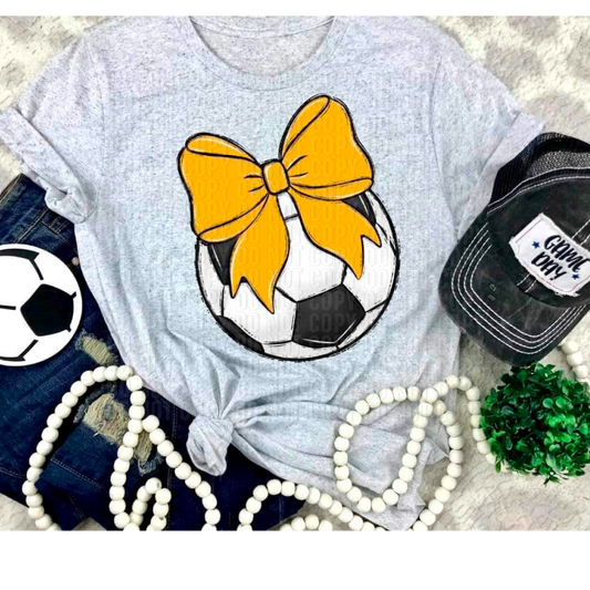 Soccer Yellow Bow DTF Transfer