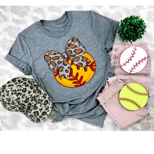 Softball Cheetah Bow DTF Transfer