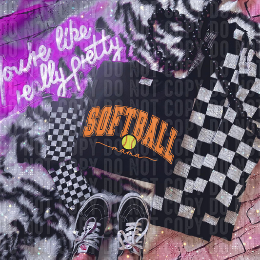Softball Mama Orange DTF Transfer