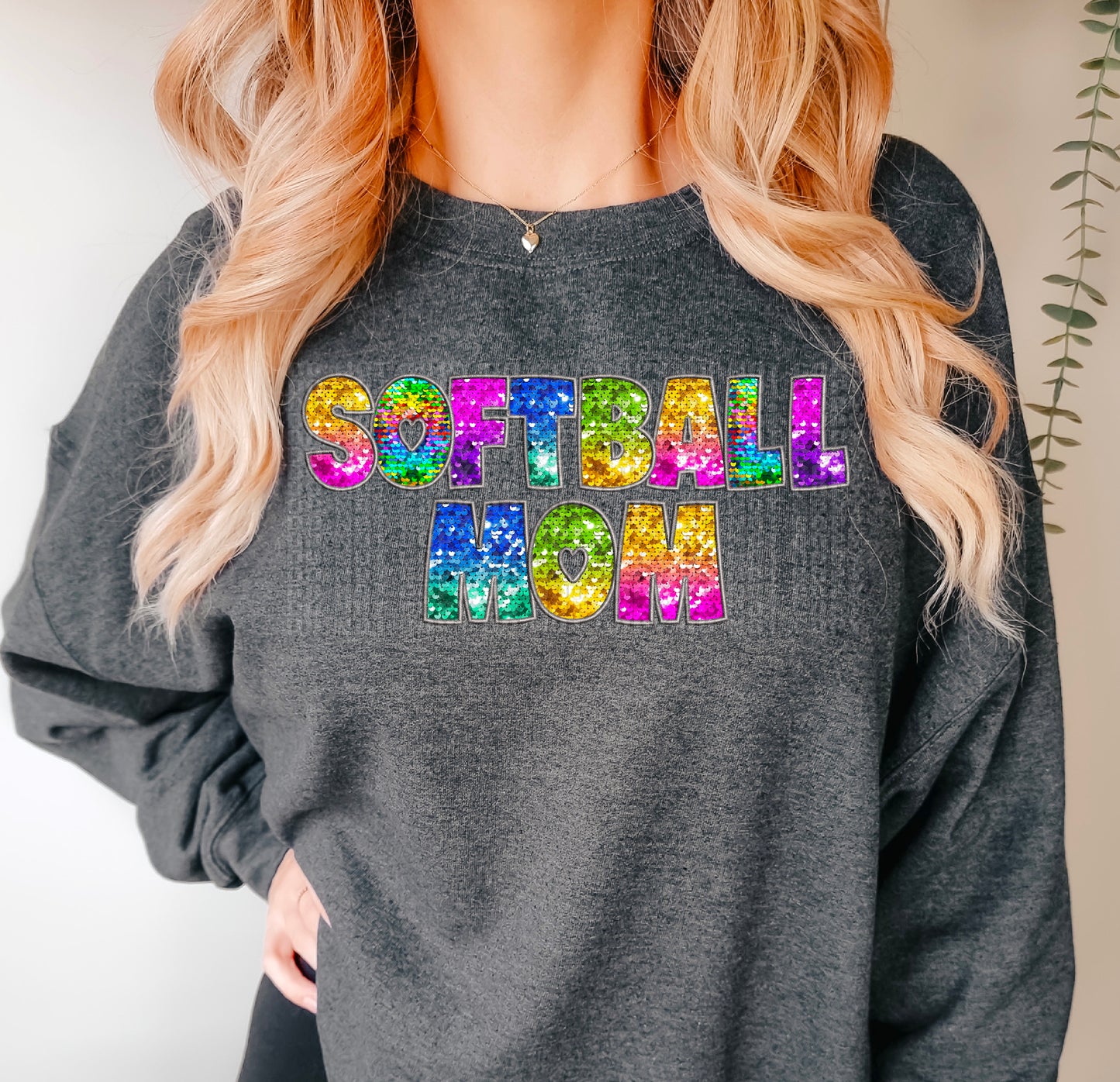 Softball Mom Bright Sequined Box Letters DTF Transfer