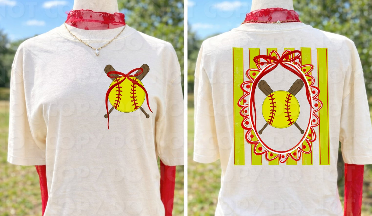 Softball Stripes Coquette Front/Back DTF Transfer