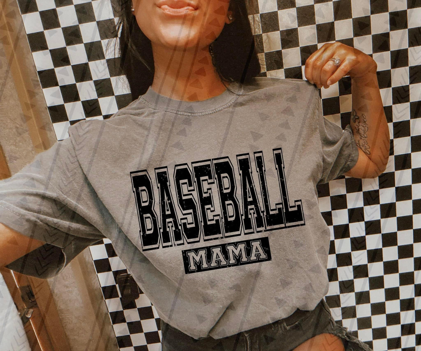 Baseball Mama Varsity Grunge DTF Transfer
