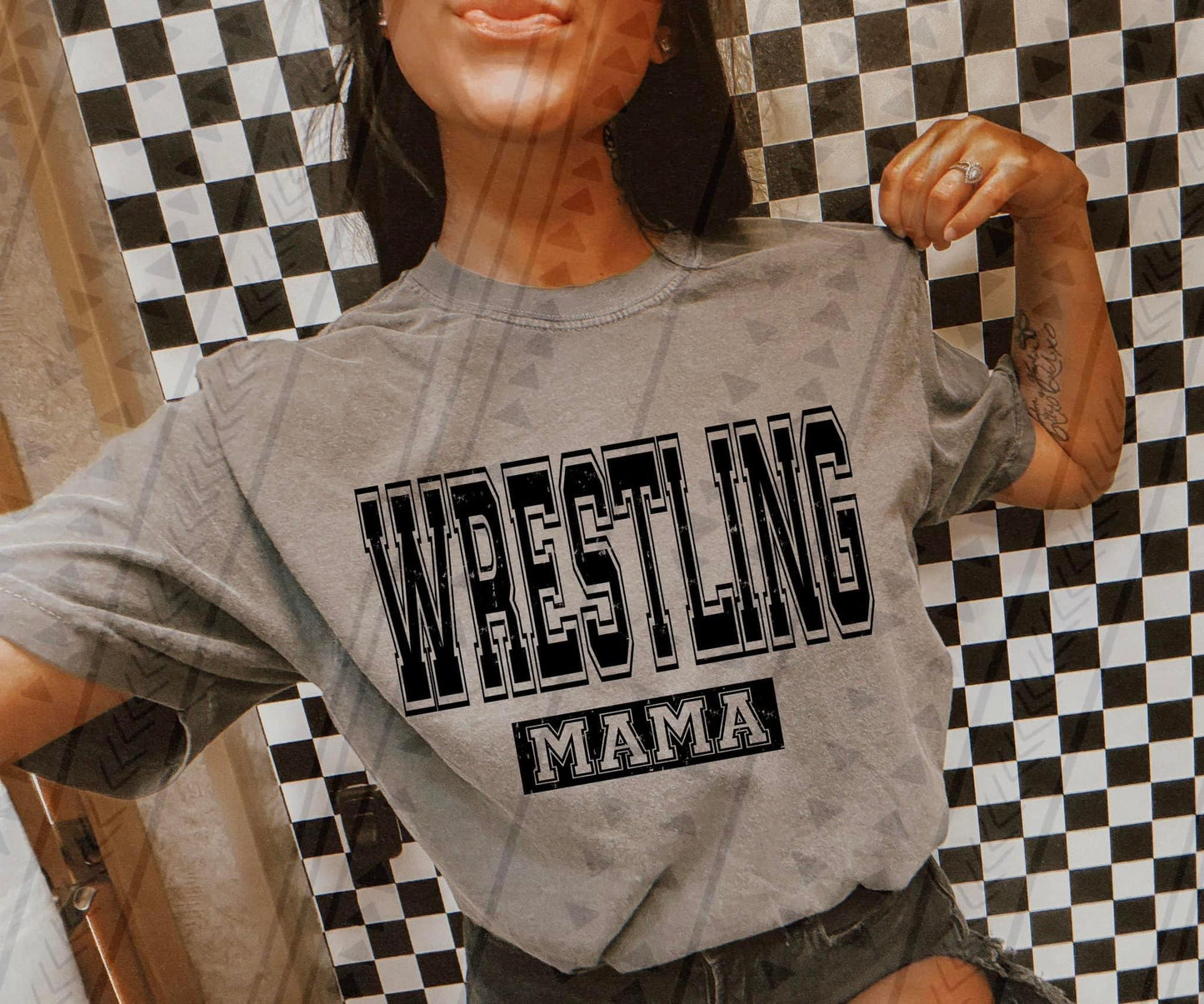 Wrestling Mama Varsity Grunge DTF Transfer