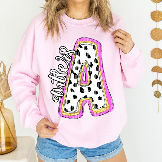 Antlers Spotty Dotty Pink Mascot Initial DTF Transfer