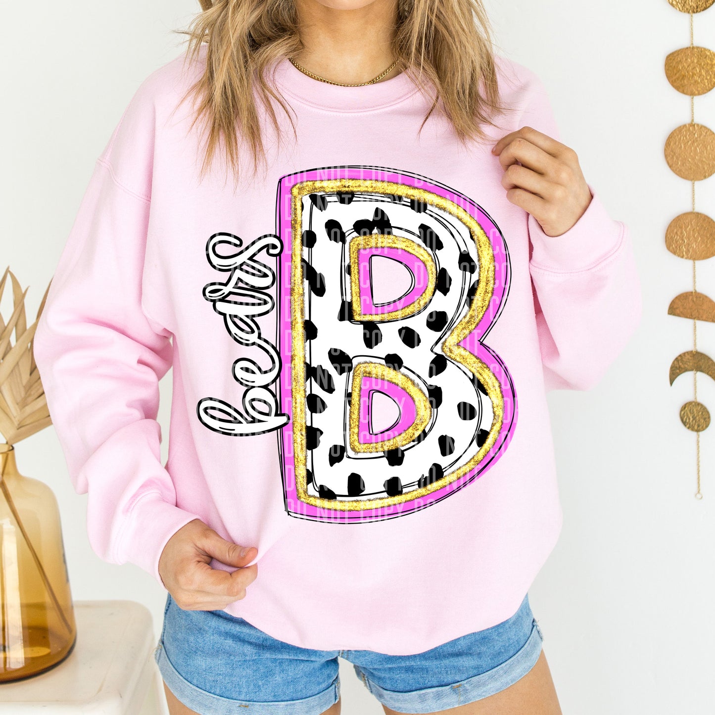 Bears Spotty Dotty Pink Mascot Initial DTF Transfer