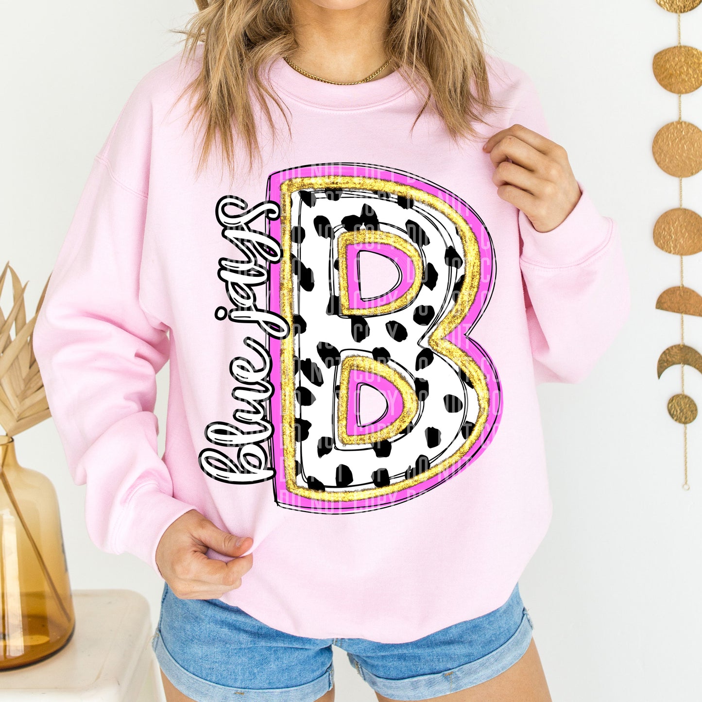 Blue Jays Spotty Dotty Pink Mascot Initial DTF Transfer