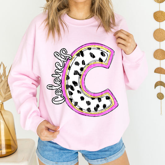 Colonels Spotty Dotty Pink Mascot Initial DTF Transfer