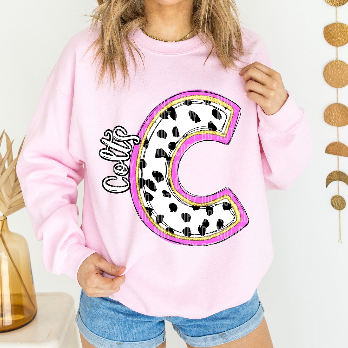 Colts Spotty Dotty Pink Mascot Initial DTF Transfer