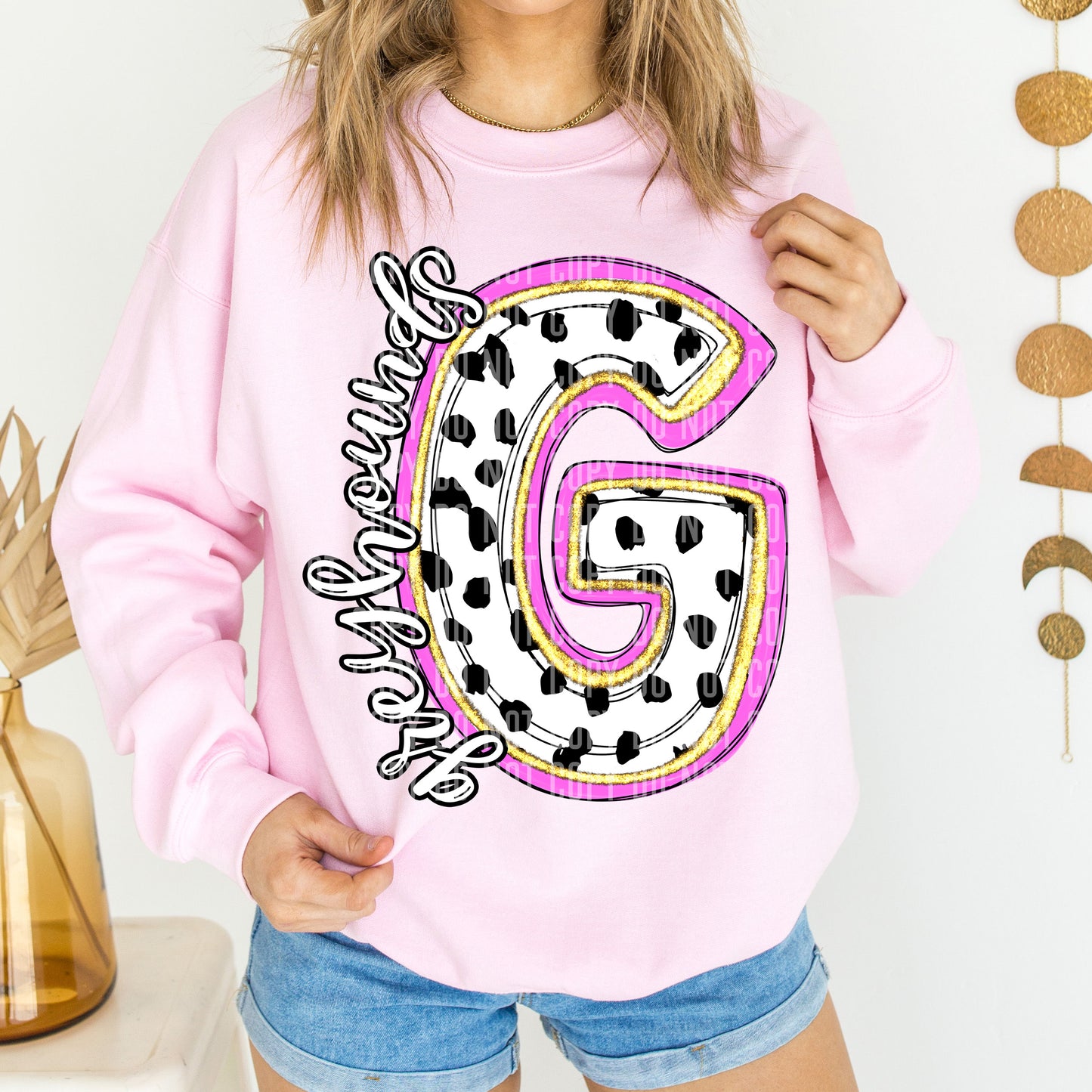 Greyhounds Spotty Dotty Pink Mascot Initial DTF Transfer