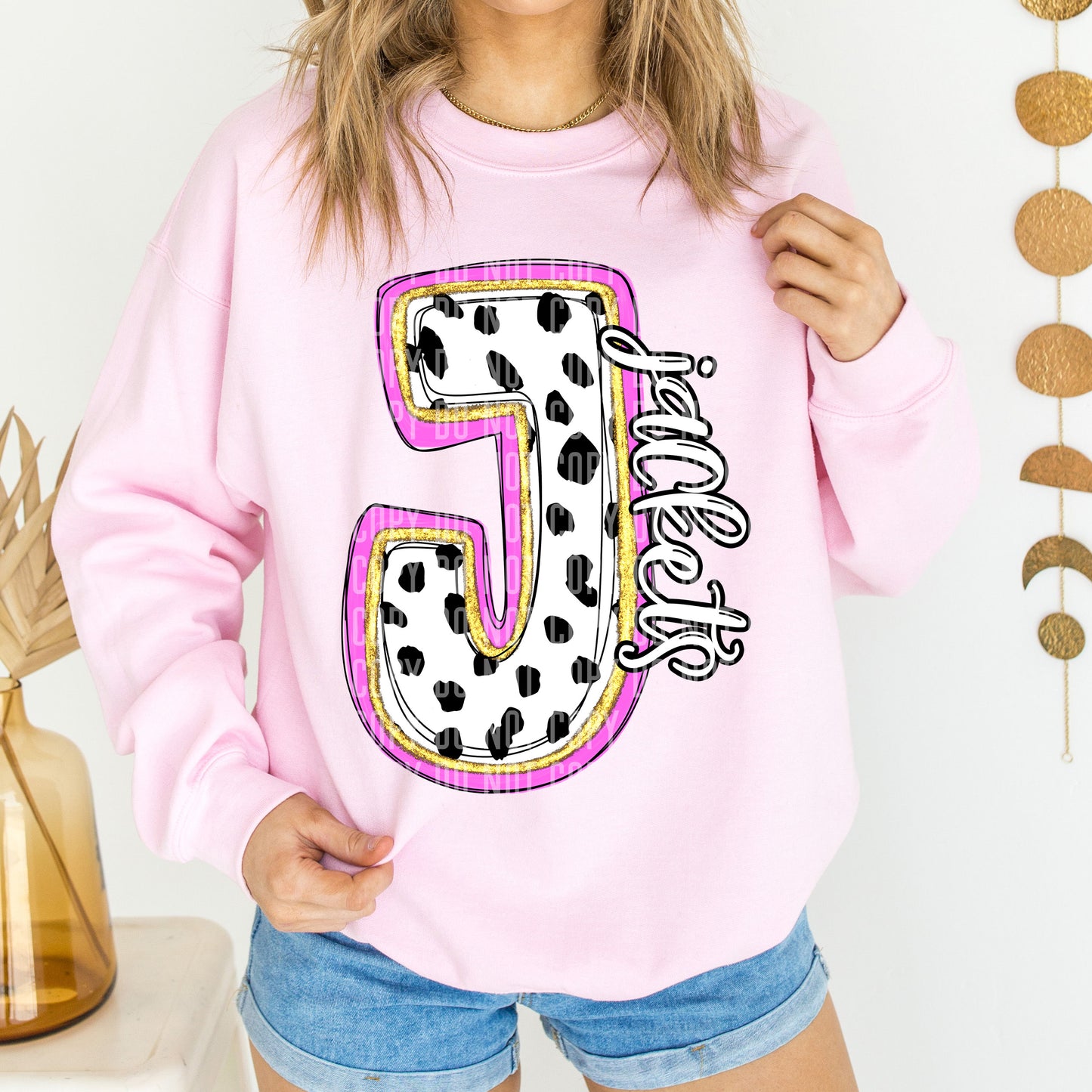 Jackets Spotty Dotty Pink Mascot Initial DTF Transfer