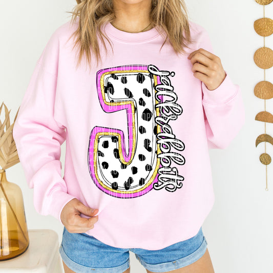 Jackrabbits Spotty Dotty Pink Mascot Initial DTF Transfer