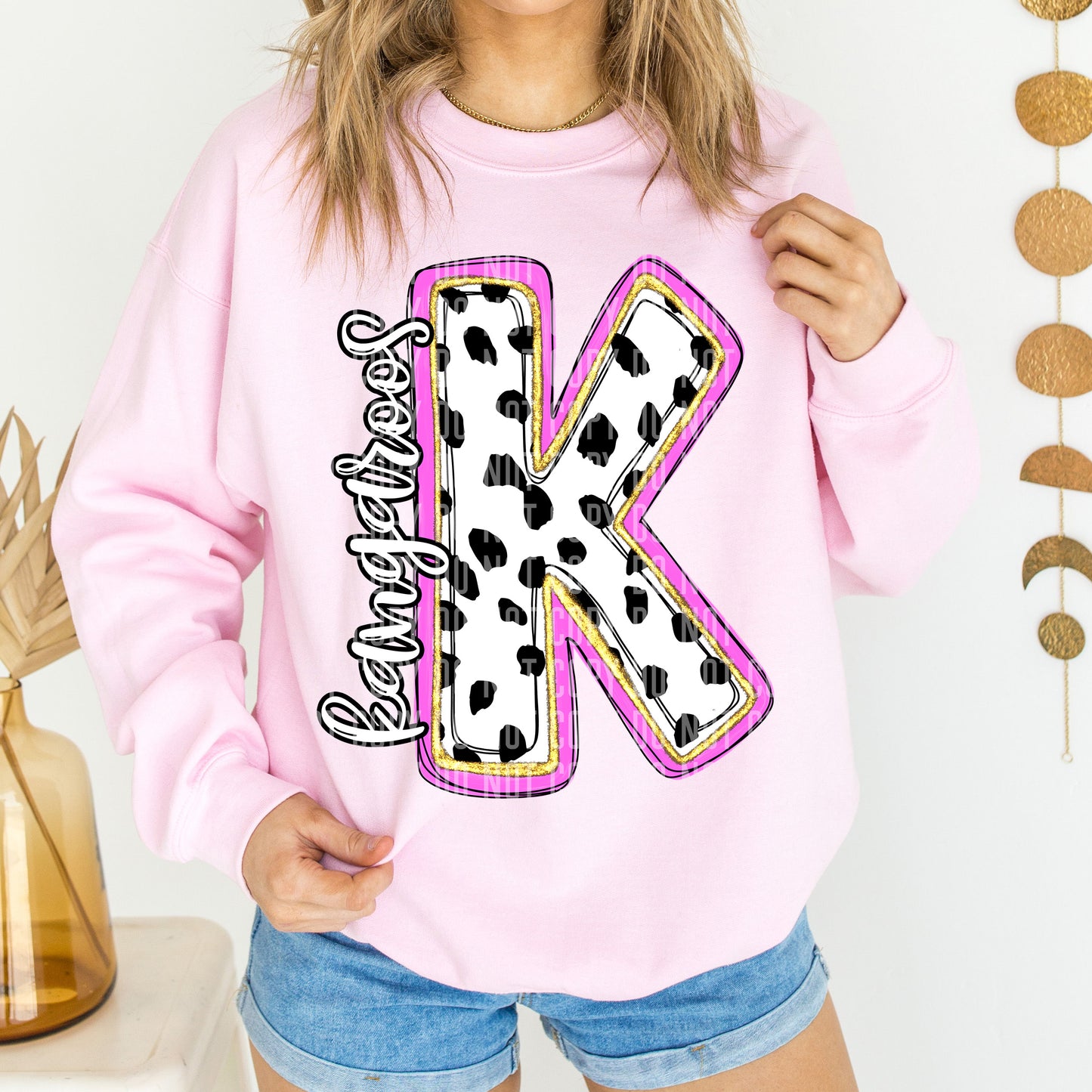 Kangaroos Spotty Dotty Pink Mascot Initial DTF Transfer