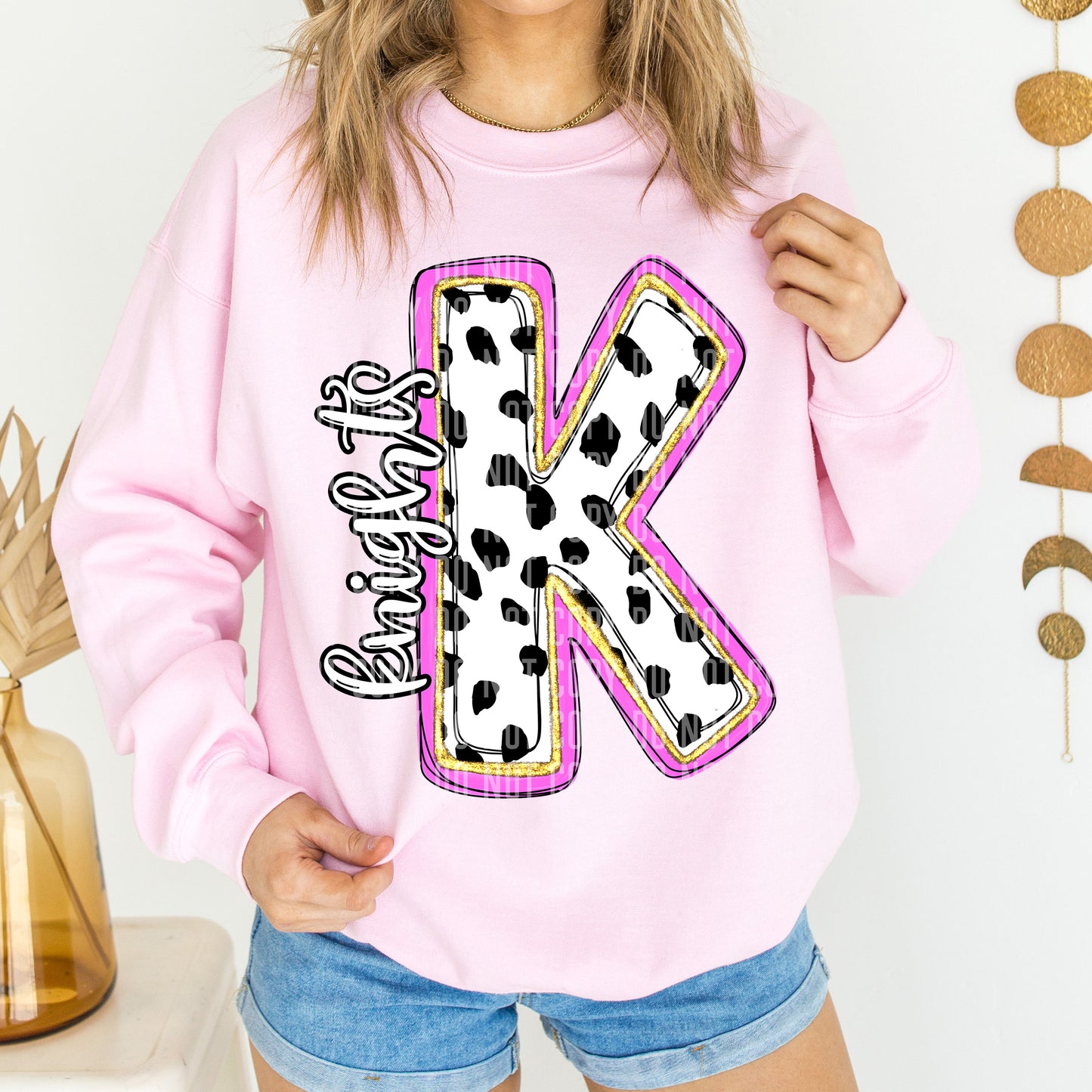 Knights Spotty Dotty Pink Mascot Initial DTF Transfer