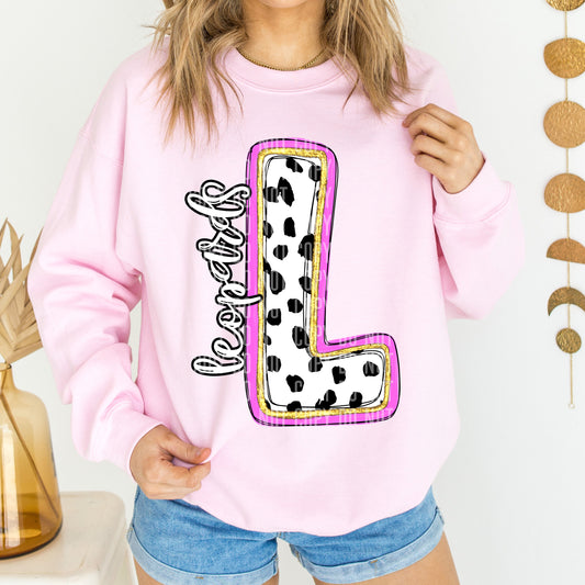 Leopards Spotty Dotty Pink Mascot Initial DTF Transfer