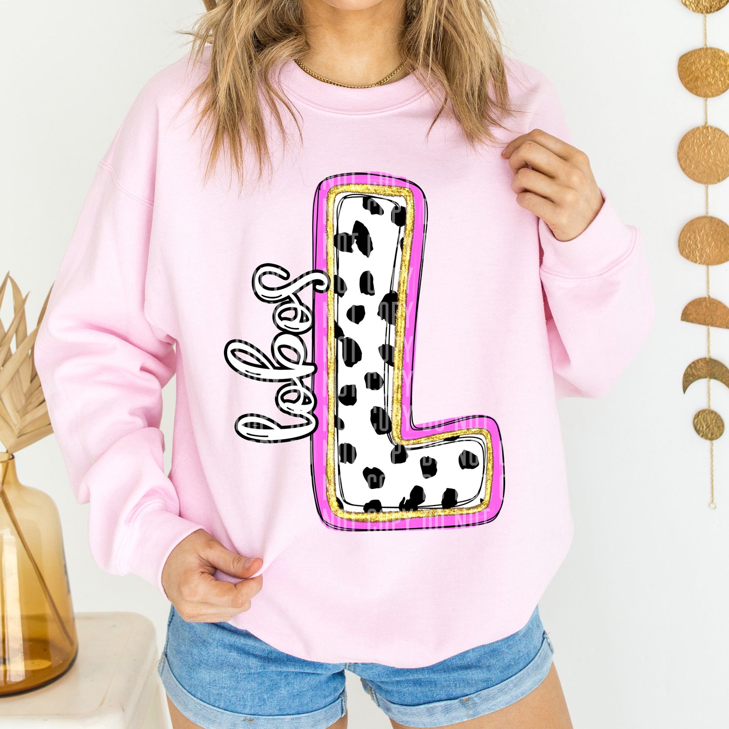 Lobos Spotty Dotty Pink Mascot Initial DTF Transfer