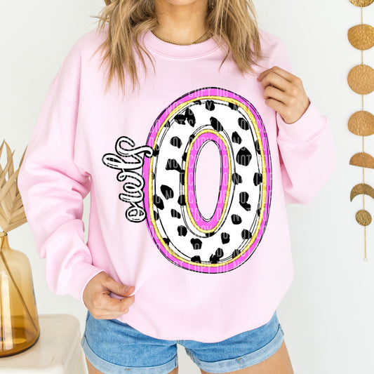 Owls Spotty Dotty Pink Mascot Initial DTF Transfer