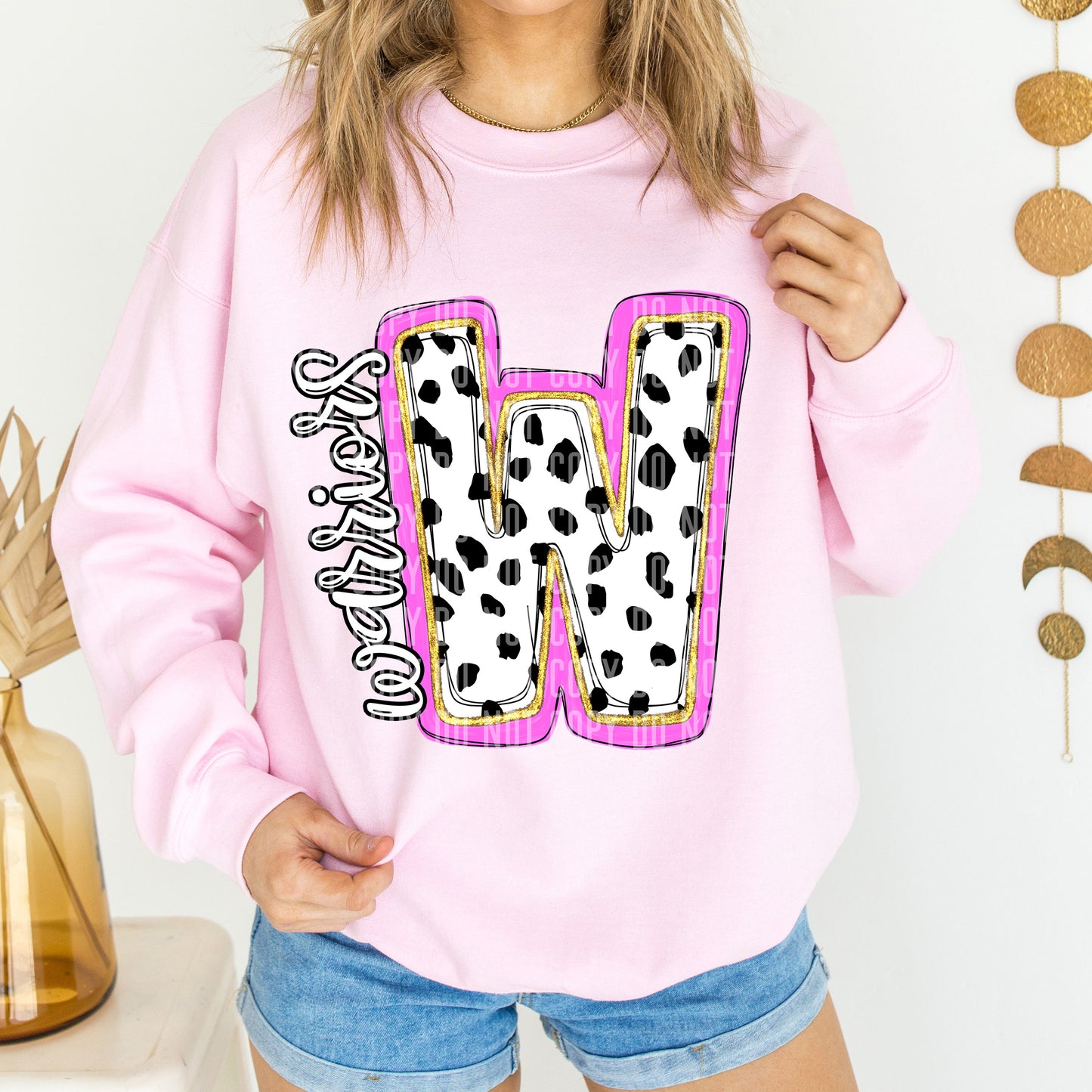 Warriors Spotty Dotty Pink Mascot Initial DTF Transfer