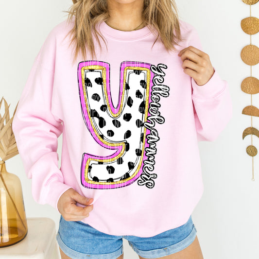 Yellow Hammers Spotty Dotty Pink Mascot Initial DTF Transfer