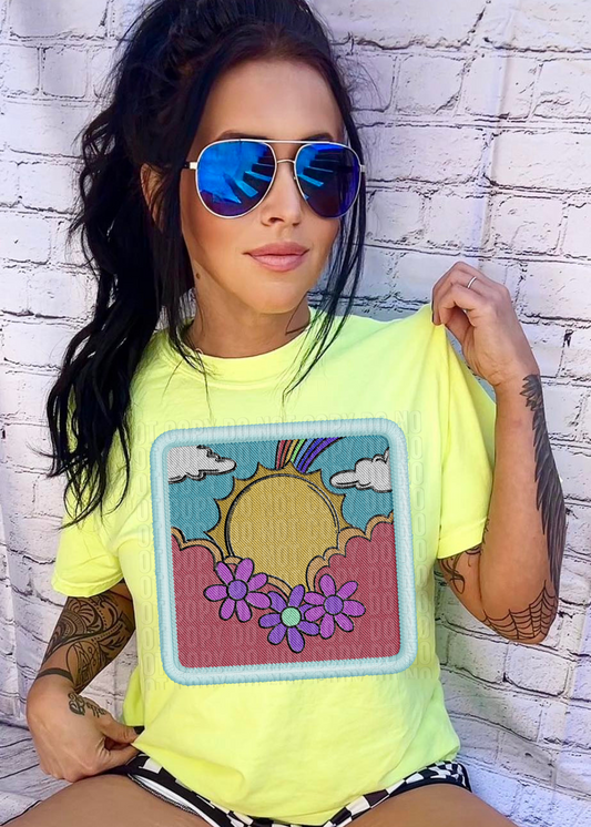 Spring Stitched Patch DTF Transfer