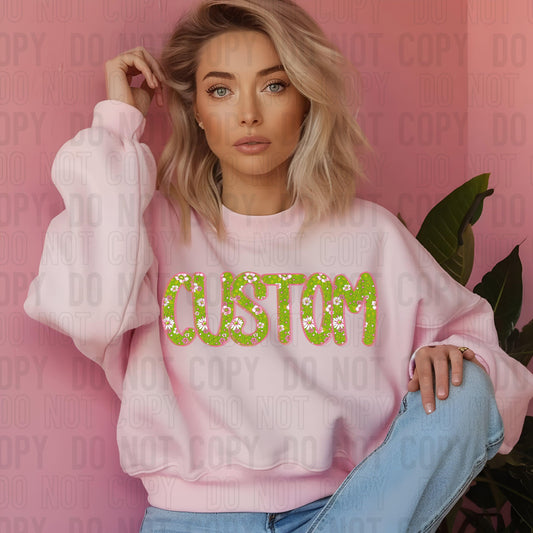 Lime Spring Doodle Custom/Name Personalized DTF Transfer
