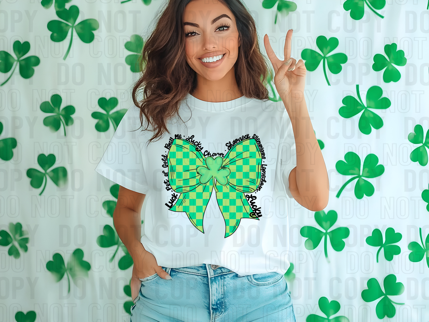 St. Patrick's Day Checkered Bow DTF Transfer