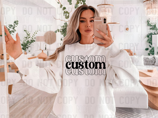 Stacked Black Custom/Name Personalized DTF Transfer