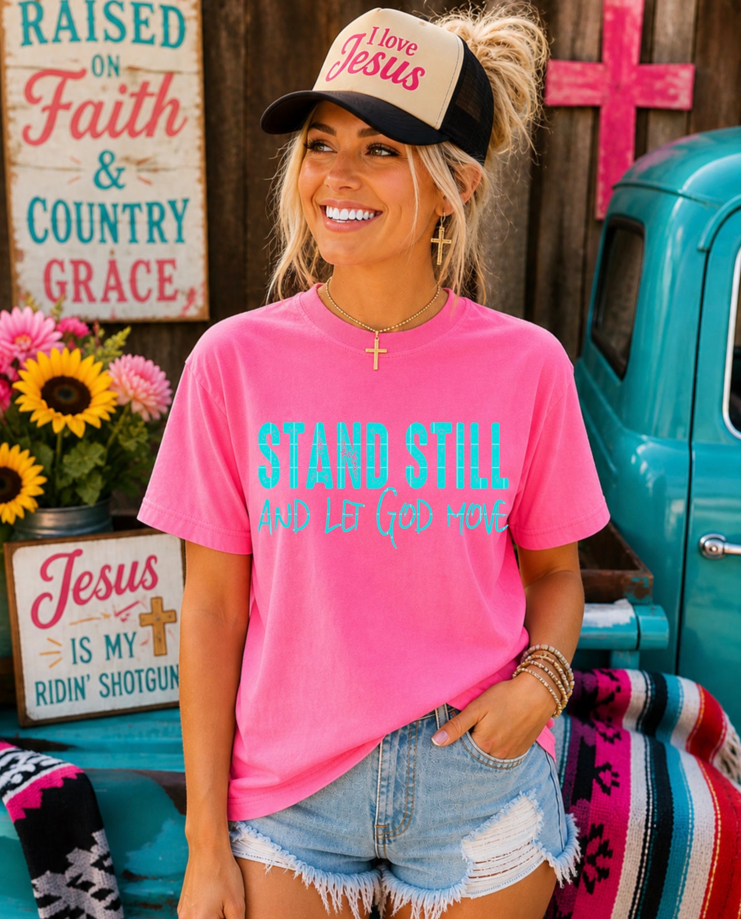 Stand Still Blue Font DTF Transfer