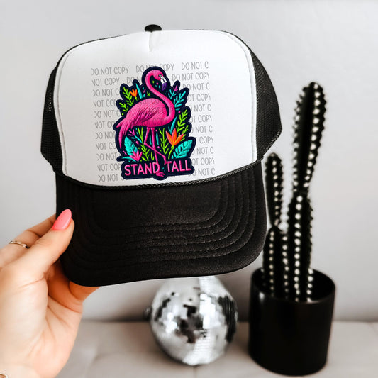 Stand Tall Flamingo Hat Patch DTF Transfer