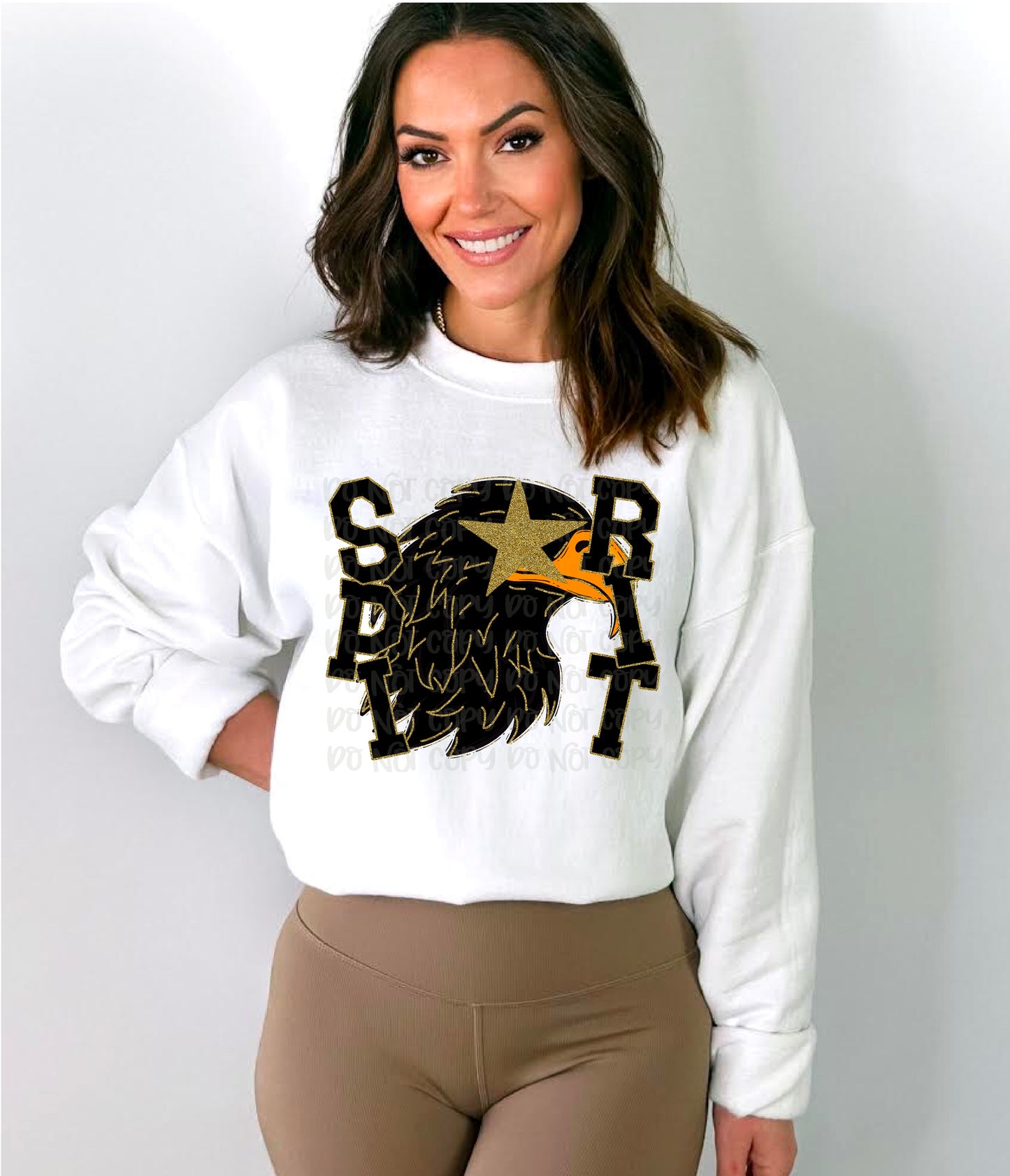 Starry Eyed Black Eagle Spirit Black & Gold DTF Transfer