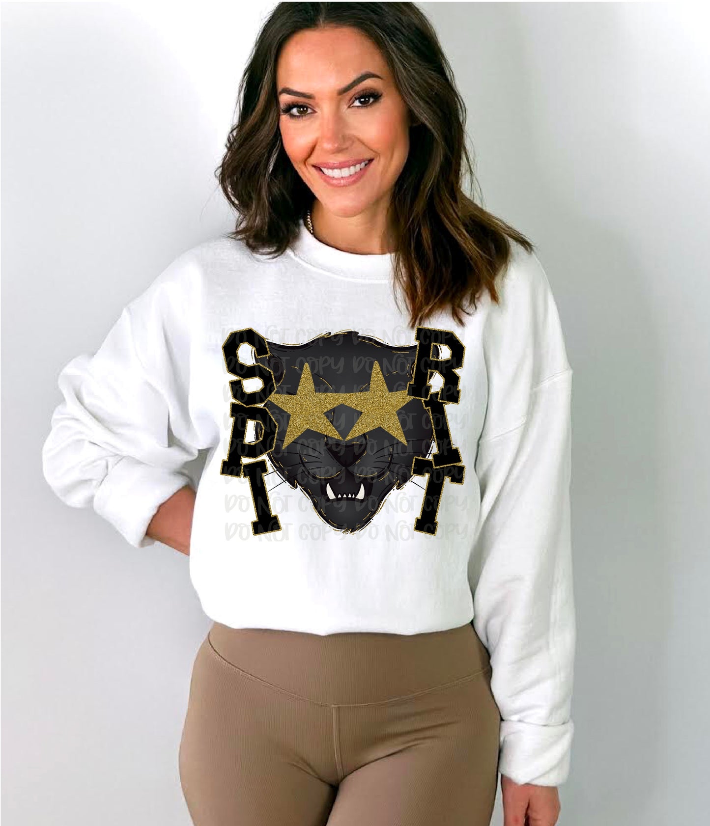 Starry Eyed Black Panther Spirit Black & Gold DTF Transfer