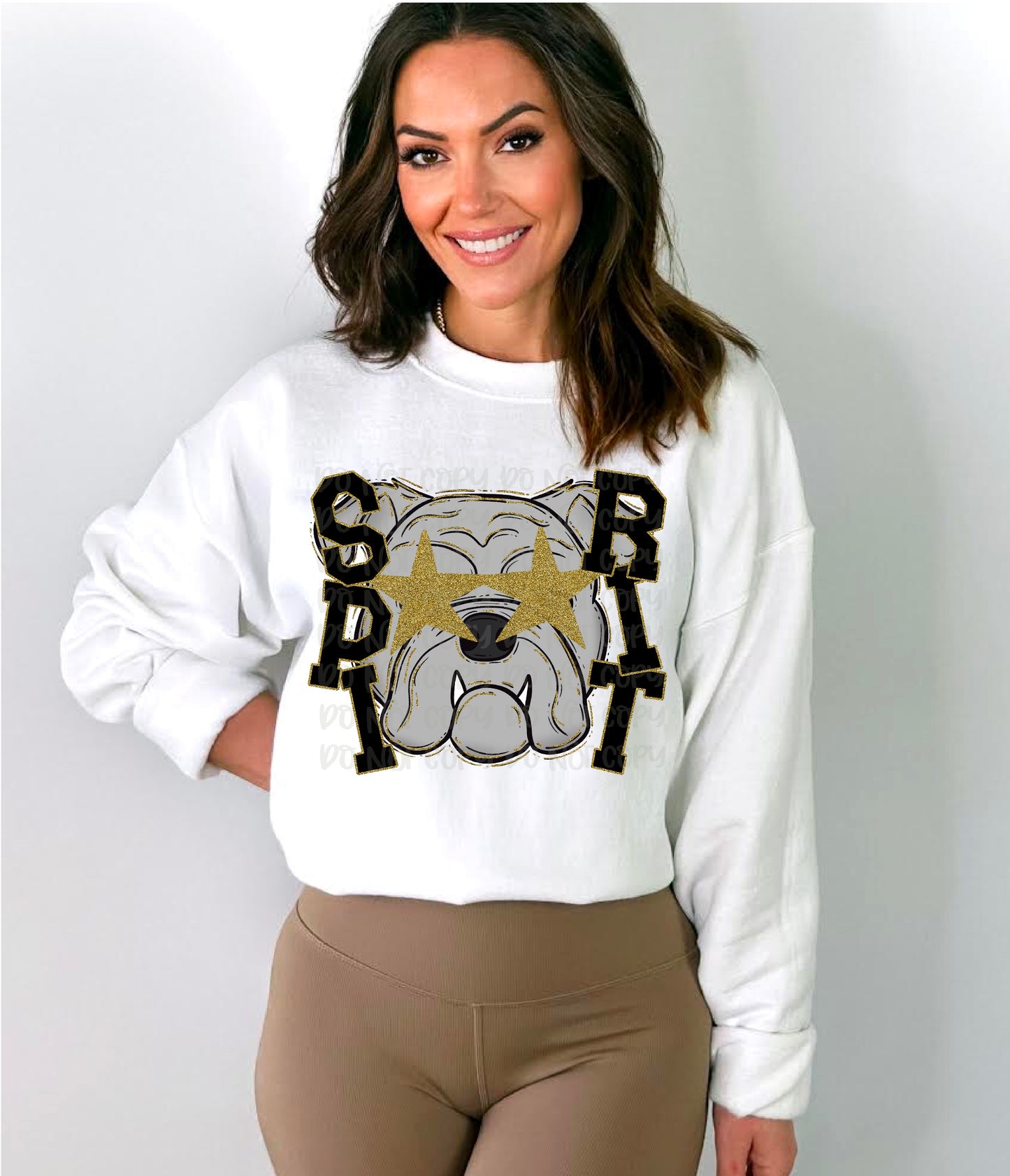 Starry Eyed Bulldog Spirit Black & Gold DTF Transfer