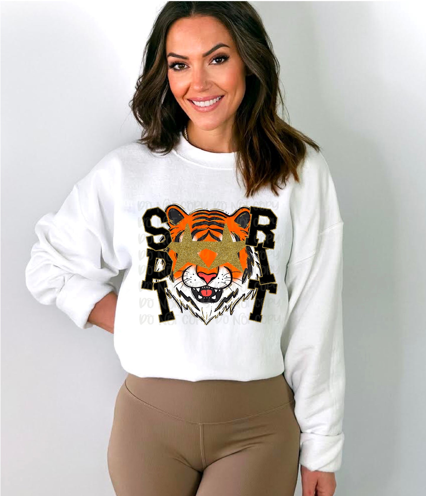 Starry Eyed Tiger Spirit Black & Gold DTF Transfer