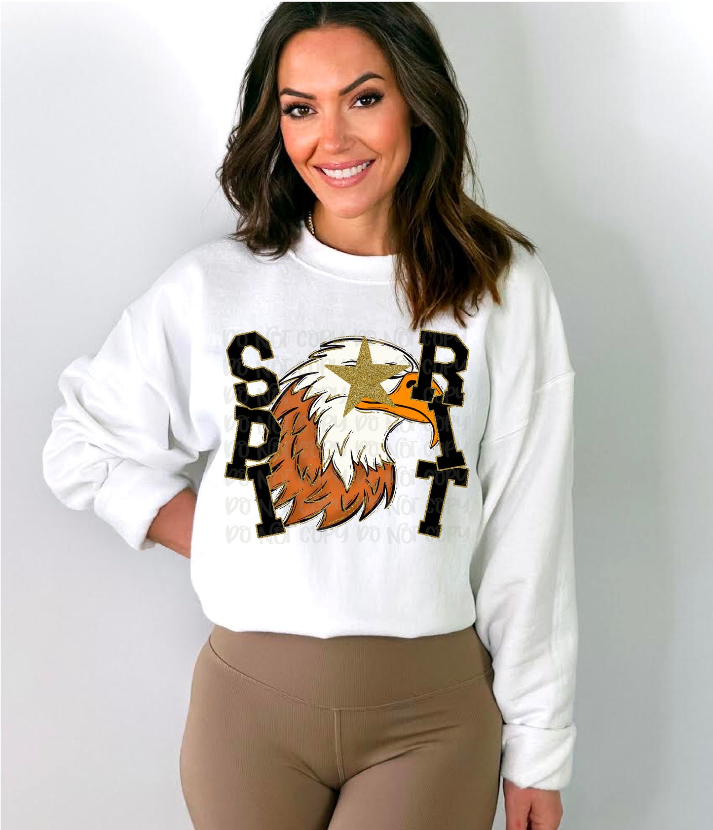 Starry Eyed White Eagle Spirit Black & Gold DTF Transfer