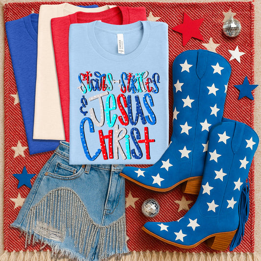 Stars Stripes & Jesus Christ DTF Transfer