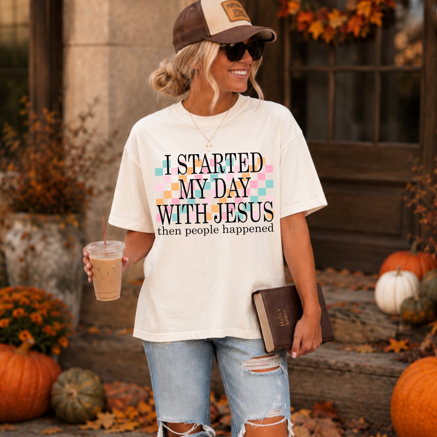 I Started My Day With Jesus DTF Transfer