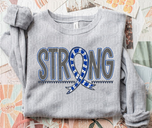 Strong Awareness Ribbon Blue DTF Transfer