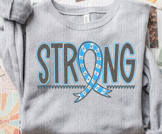 Strong Awareness Ribbon Bright Blue DTF Transfer