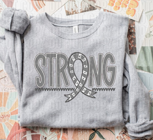 Strong Awareness Ribbon Grey DTF Transfer